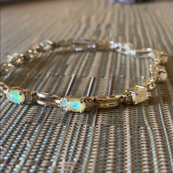 Sterling silver gold plated Opal stone bracelet